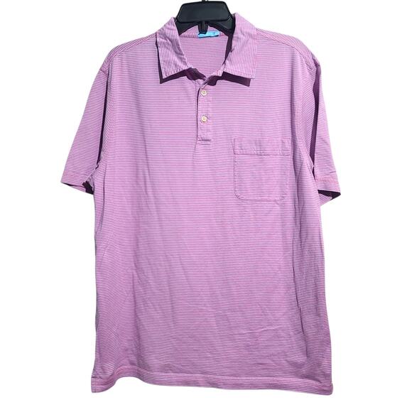J. McLaughlin Pink Blue Stripe Pima Cotton Polo Size Large - Picture 1 of 5